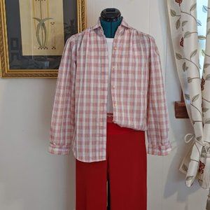 Classic Elegance Plaid Button Down Blouse. Size 12.